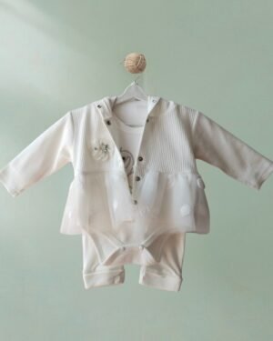 Kuğu İşlemeli 3'lü Yenidoğan Takımı – Tiny Swan