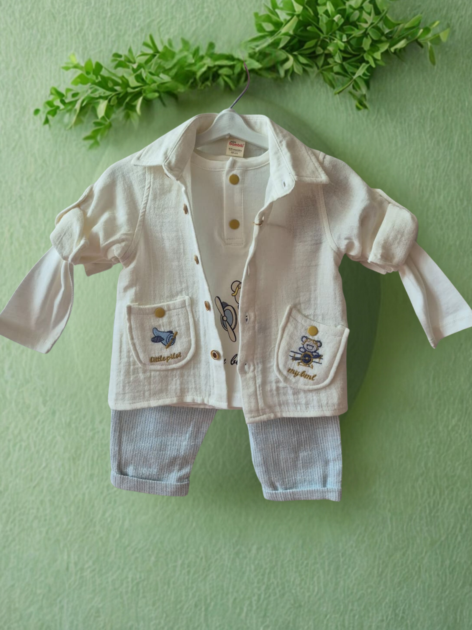 Erkek Bebek Takımı - Little Aviator Üçlü