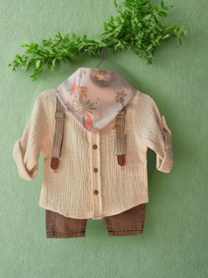 Erkek Bebek Takımı Bej 3'lü