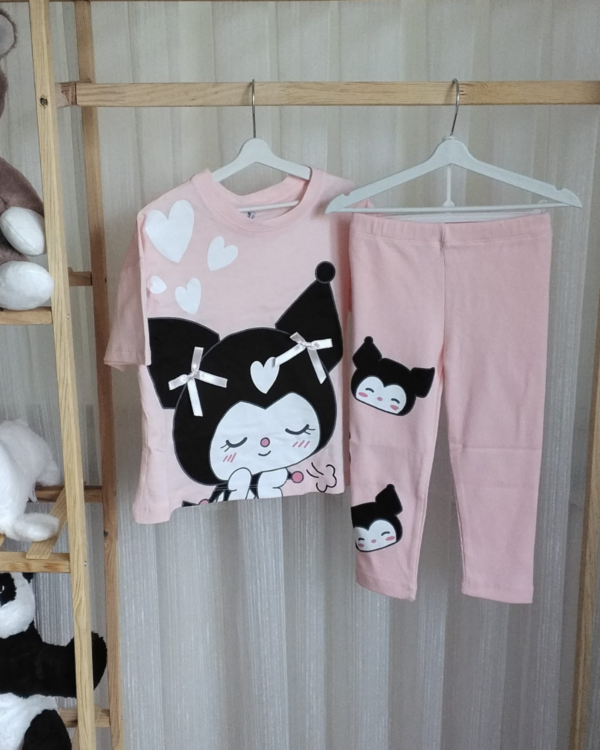 🎀 Kuromi Kız Çocuk Takım – Pudra - Görsel 2
