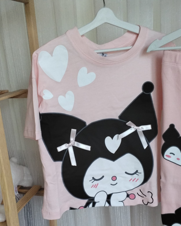 🎀 Kuromi Kız Çocuk Takım – Pudra - Görsel 3